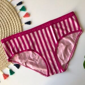 Victoria's Secret Stretch Cotton Hiphugger Panty Pink Stripe Large NEW